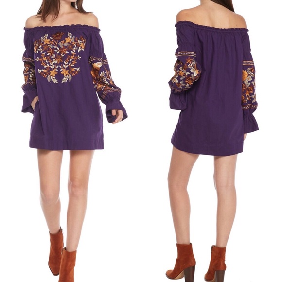 Free People Embroidered Off the shoulder Dress - Picture 3 of 8